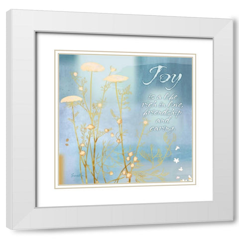 Blue Floral Inspiration VIII White Modern Wood Framed Art Print with Double Matting by Evelia Designs