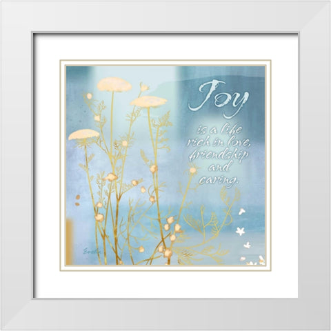 Blue Floral Inspiration VIII White Modern Wood Framed Art Print with Double Matting by Evelia Designs