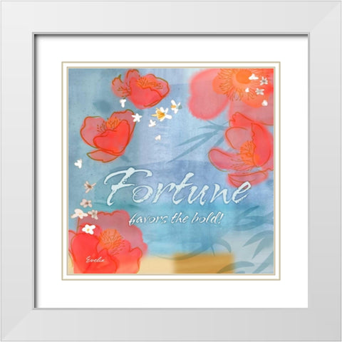 Blue Floral Inspiration X White Modern Wood Framed Art Print with Double Matting by Evelia Designs