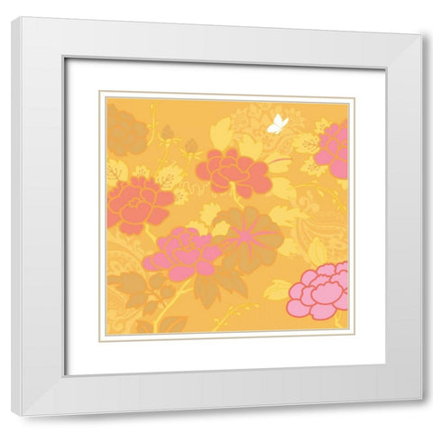 Mays Roses I White Modern Wood Framed Art Print with Double Matting by Evelia Designs