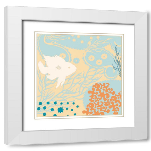Junes Fish I White Modern Wood Framed Art Print with Double Matting by Evelia Designs