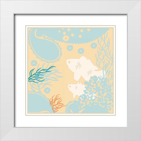 Junes Fish II White Modern Wood Framed Art Print with Double Matting by Evelia Designs