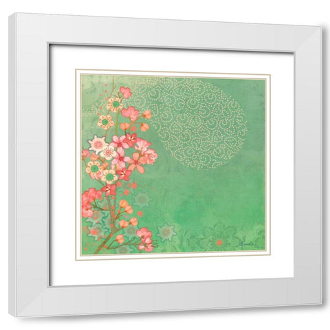 Tokyo Cherry III White Modern Wood Framed Art Print with Double Matting by Evelia Designs