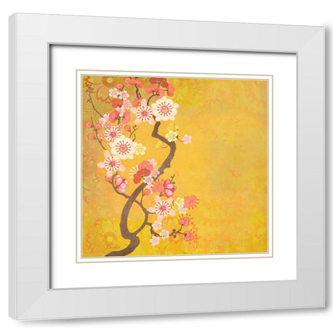 Tokyo Cherry IV White Modern Wood Framed Art Print with Double Matting by Evelia Designs