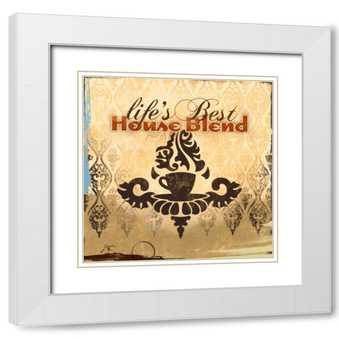 Coffee House II White Modern Wood Framed Art Print with Double Matting by Evelia Designs
