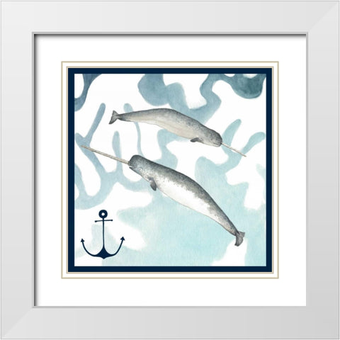 Whale Composition II White Modern Wood Framed Art Print with Double Matting by Meagher, Megan