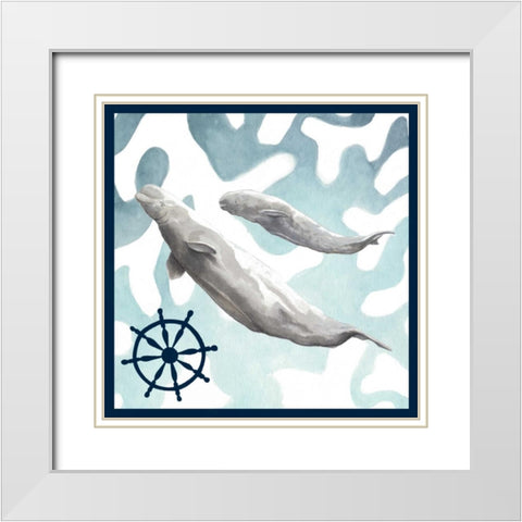 Whale Composition IV White Modern Wood Framed Art Print with Double Matting by Meagher, Megan