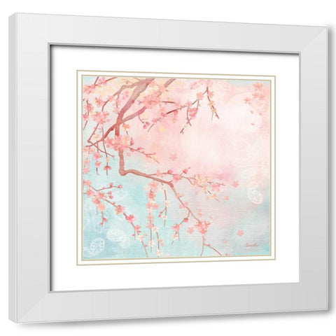 Sweet Cherry Blossoms IV White Modern Wood Framed Art Print with Double Matting by Evelia Designs