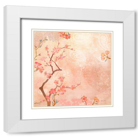 Sweet Cherry Blossoms VI White Modern Wood Framed Art Print with Double Matting by Evelia Designs