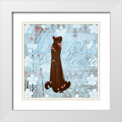 Haute in Blue I White Modern Wood Framed Art Print with Double Matting by Evelia Designs