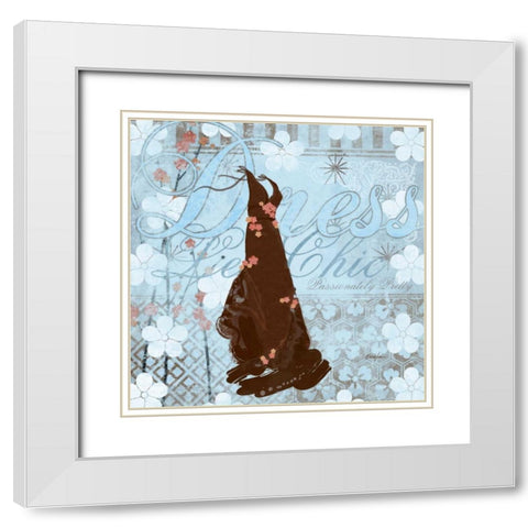 Haute in Blue II White Modern Wood Framed Art Print with Double Matting by Evelia Designs