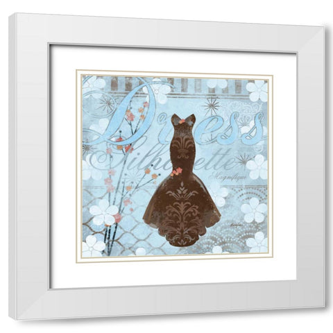 Haute in Blue III White Modern Wood Framed Art Print with Double Matting by Evelia Designs
