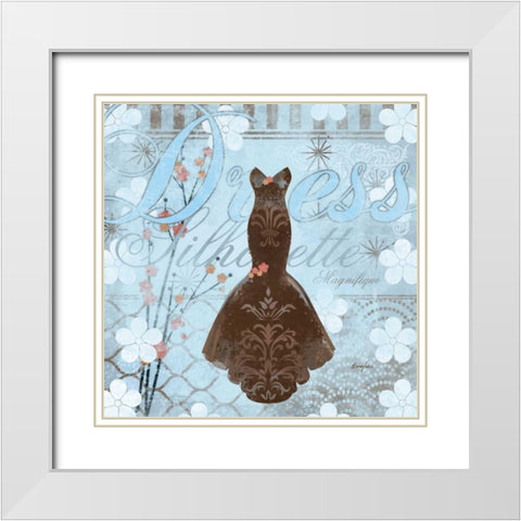 Haute in Blue III White Modern Wood Framed Art Print with Double Matting by Evelia Designs