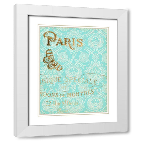 Paris in Gold I White Modern Wood Framed Art Print with Double Matting by Goldberger, Jennifer