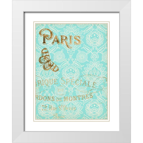 Paris in Gold I White Modern Wood Framed Art Print with Double Matting by Goldberger, Jennifer