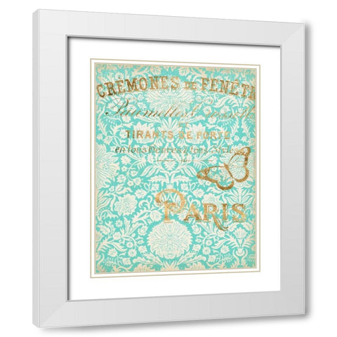 Paris in Gold II White Modern Wood Framed Art Print with Double Matting by Goldberger, Jennifer