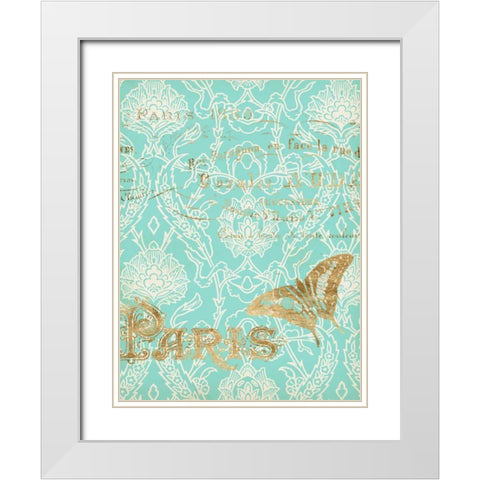Paris in Gold III White Modern Wood Framed Art Print with Double Matting by Goldberger, Jennifer