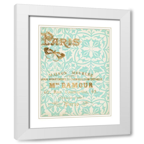 Paris in Gold IV White Modern Wood Framed Art Print with Double Matting by Goldberger, Jennifer