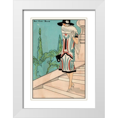 Vintage Couture V White Modern Wood Framed Art Print with Double Matting by Unknown
