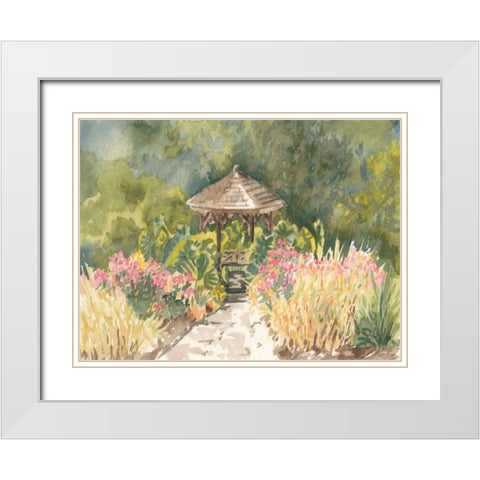 Watercolor Garden IV White Modern Wood Framed Art Print with Double Matting by Miller, Dianne