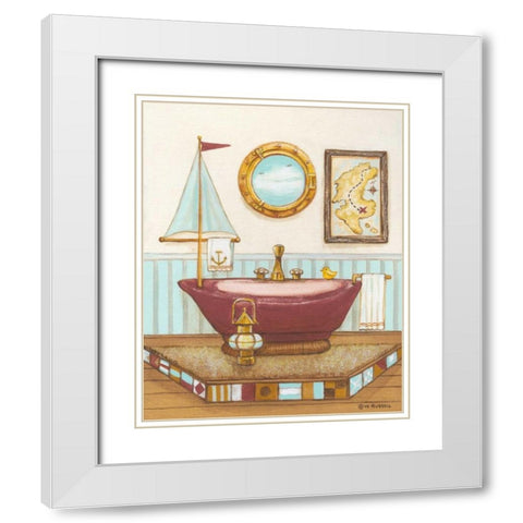 Nautical Bath I White Modern Wood Framed Art Print with Double Matting by Russell, Wendy