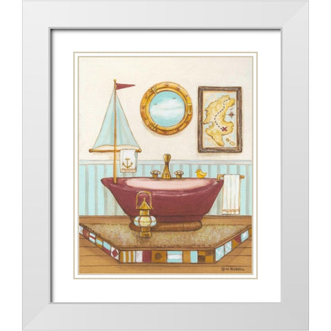 Nautical Bath I White Modern Wood Framed Art Print with Double Matting by Russell, Wendy