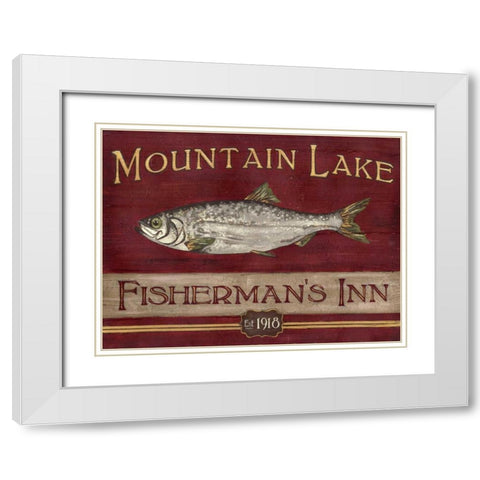 Lodge Sign II White Modern Wood Framed Art Print with Double Matting by Vess, June Erica