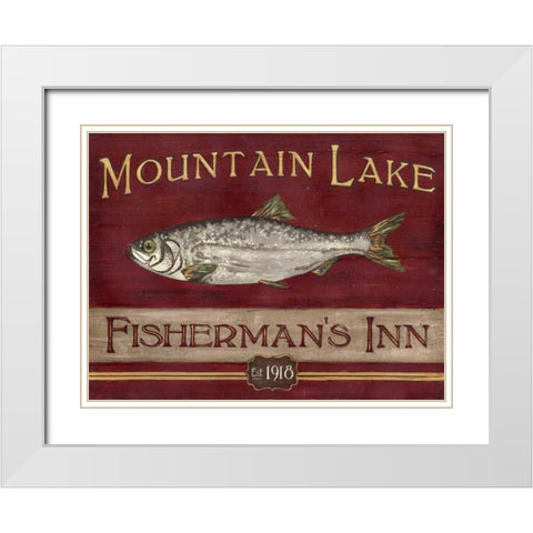 Lodge Sign II White Modern Wood Framed Art Print with Double Matting by Vess, June Erica