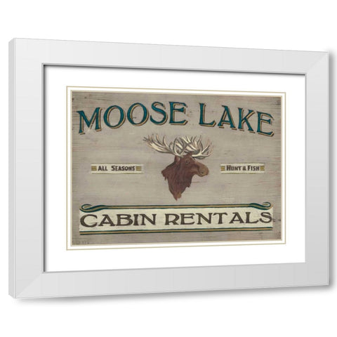 Lodge Sign IV White Modern Wood Framed Art Print with Double Matting by Vess, June Erica