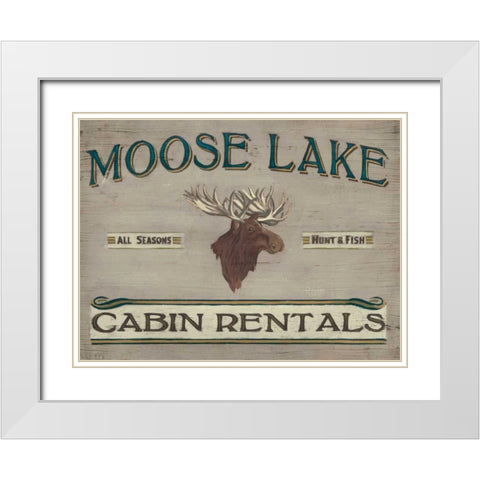 Lodge Sign IV White Modern Wood Framed Art Print with Double Matting by Vess, June Erica