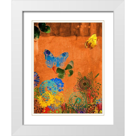 Butterfly Panorama Triptych I White Modern Wood Framed Art Print with Double Matting by Jasper, Sisa