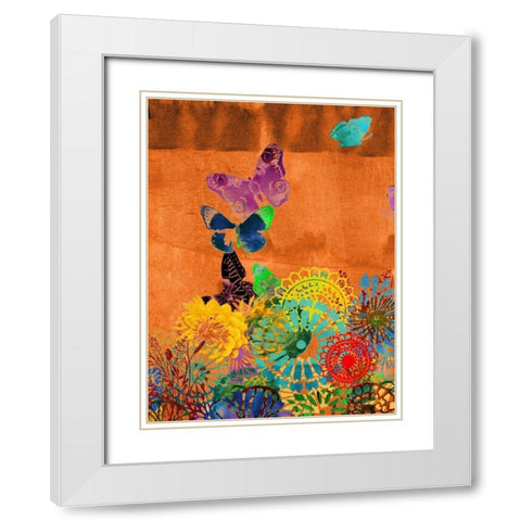 Butterfly Panorama Triptych II White Modern Wood Framed Art Print with Double Matting by Jasper, Sisa