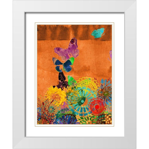 Butterfly Panorama Triptych II White Modern Wood Framed Art Print with Double Matting by Jasper, Sisa