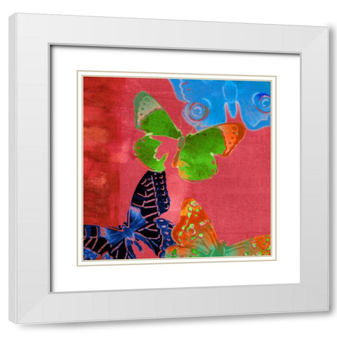 Saturated Butterflies I White Modern Wood Framed Art Print with Double Matting by Jasper, Sisa