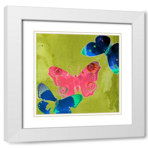 Saturated Butterflies II White Modern Wood Framed Art Print with Double Matting by Jasper, Sisa