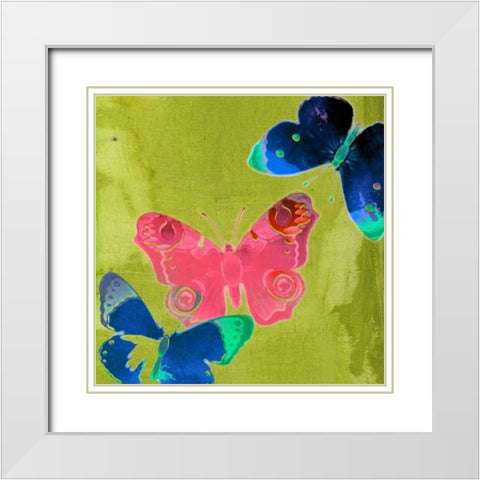 Saturated Butterflies II White Modern Wood Framed Art Print with Double Matting by Jasper, Sisa