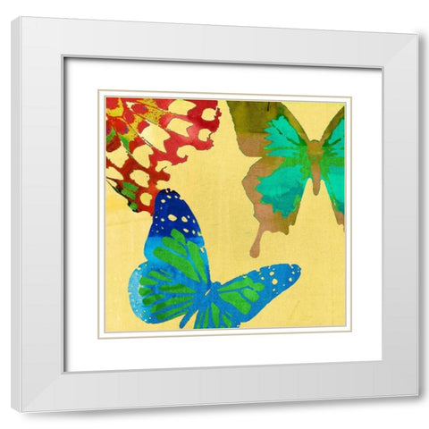 Saturated Butterflies III White Modern Wood Framed Art Print with Double Matting by Jasper, Sisa