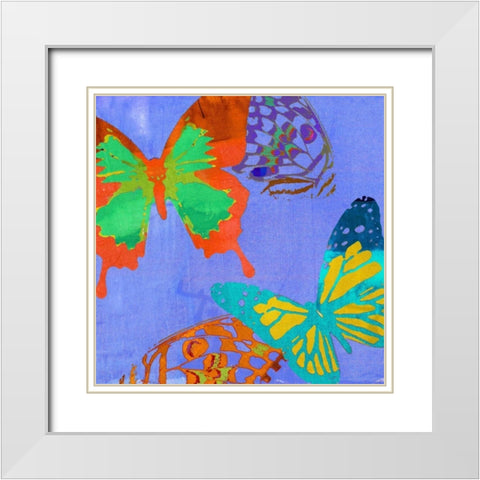 Saturated Butterflies IV White Modern Wood Framed Art Print with Double Matting by Jasper, Sisa