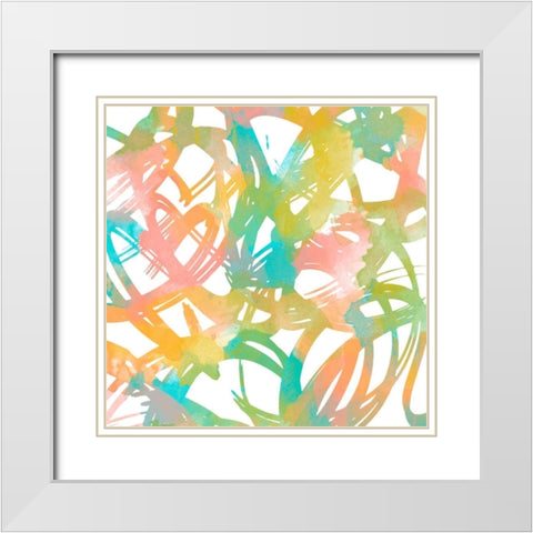 Colorful Flow I White Modern Wood Framed Art Print with Double Matting by Saunders, Alonzo