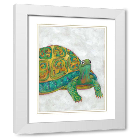 Turtle Friends I White Modern Wood Framed Art Print with Double Matting by Zarris, Chariklia