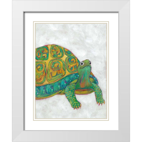 Turtle Friends I White Modern Wood Framed Art Print with Double Matting by Zarris, Chariklia