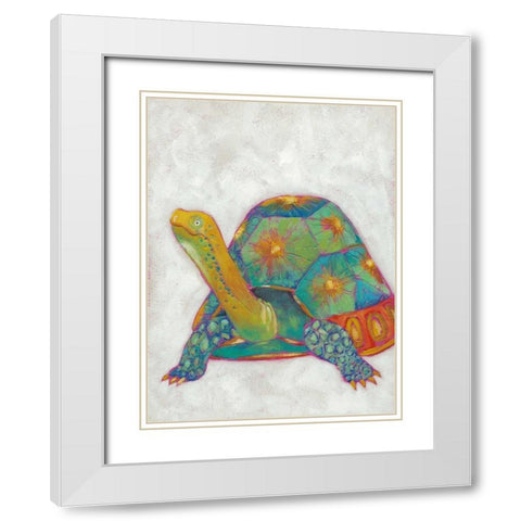 Turtle Friends II White Modern Wood Framed Art Print with Double Matting by Zarris, Chariklia