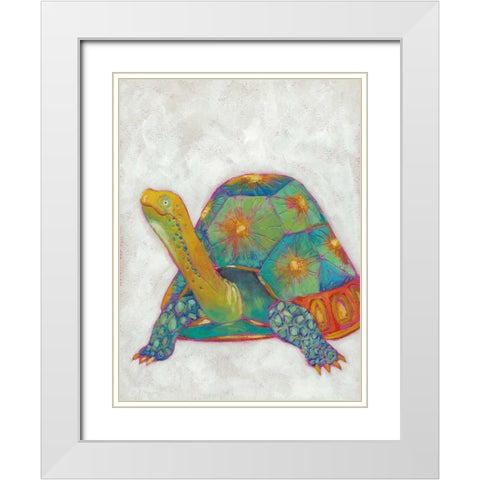 Turtle Friends II White Modern Wood Framed Art Print with Double Matting by Zarris, Chariklia