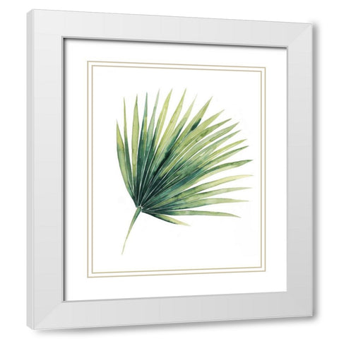 Custom Paradise Palm Leaves on white II White Modern Wood Framed Art Print with Double Matting by Popp, Grace