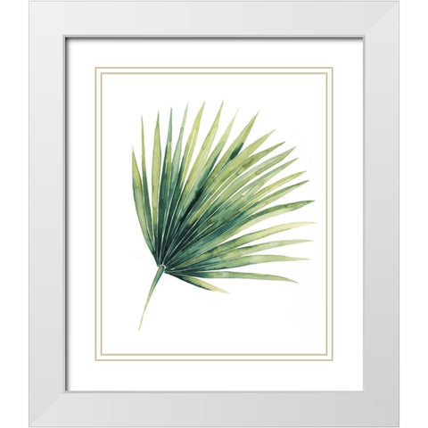 Custom Paradise Palm Leaves on white II White Modern Wood Framed Art Print with Double Matting by Popp, Grace
