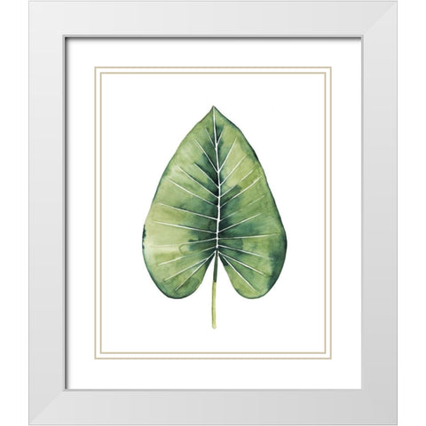 Custom Paradise Palm Leaves on white III White Modern Wood Framed Art Print with Double Matting by Popp, Grace