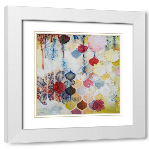 Fishscale Blossoms White Modern Wood Framed Art Print with Double Matting by Robinson, Heather