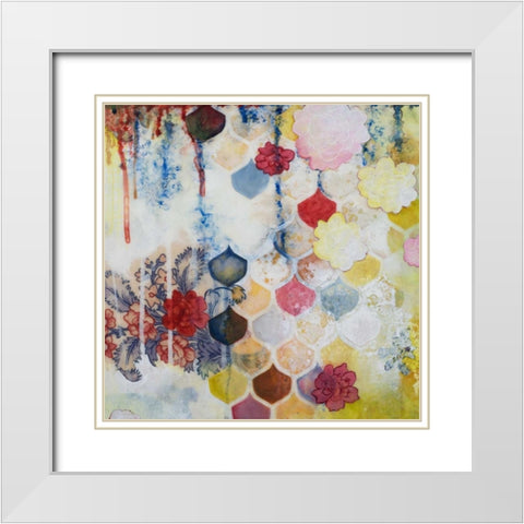 Fishscale Blossoms White Modern Wood Framed Art Print with Double Matting by Robinson, Heather