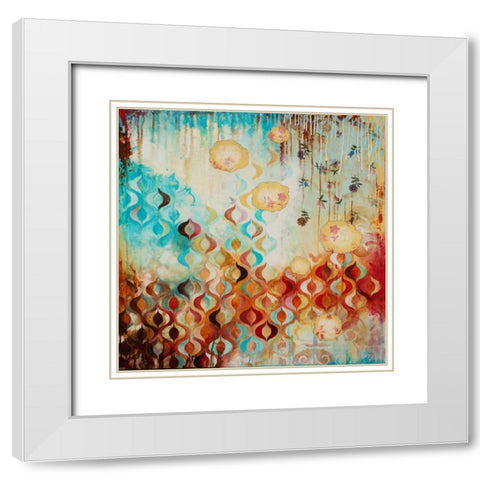 Ditsy White Modern Wood Framed Art Print with Double Matting by Robinson, Heather