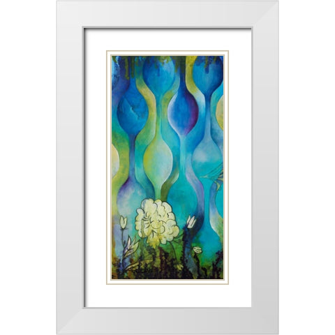 Pond Dripples I White Modern Wood Framed Art Print with Double Matting by Robinson, Heather